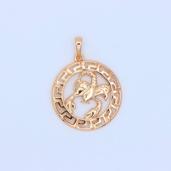 "Scorpio Zodiac Rose Gold Pendant in Gold Plated Brass, XPPT1335 - Picture 11 of 13